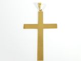 a gold cross pendant on a white background