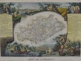 an old map of the country of france with a lot of people around it