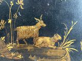 a picture of a painting of a sheep and a lamb