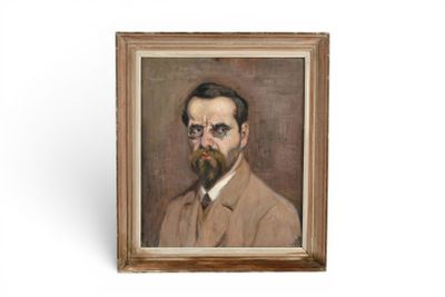 un tableau représentant un homme barbu vêtu d'un manteau marron