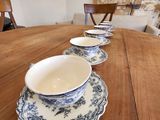 a table with a bunch of plates and bowls on it