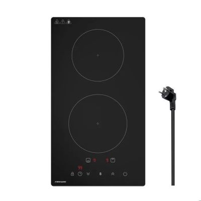 une plaque de cuisson noire avec un brûleur noir et un fond blanc
