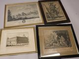 three framed prints of a castle and a man on a horse