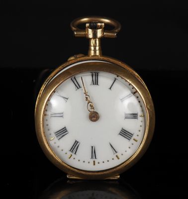 Petite montre de col de style Louis XVI en or jaune 750. Cad… - Photo 1