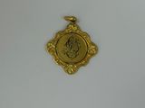 an image of a gold plated medallion with a horse on it