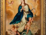 an image of a painting of the virgin and child with angels