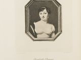 an old black and white photo of a woman in a white dress