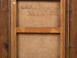 an old picture of a wooden frame with writing on it
