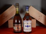 two bottles of wine sitting next to each other on a table