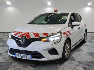 the front of a white car with a red and white stripe on it