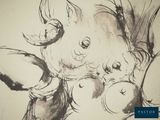 a black and white drawing of a teddy bear