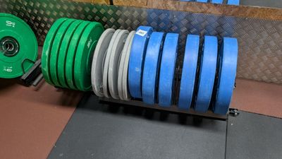 a lot of green and blue plates on the floor