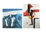 deux tableaux représentant un cheval et un cheval accrochés au mur