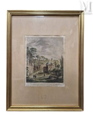 une vieille photo d'un château au milieu d'un champ