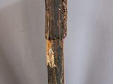 a piece of wood that has been burned off