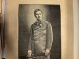 an old newspaper with a picture of a man in a suit