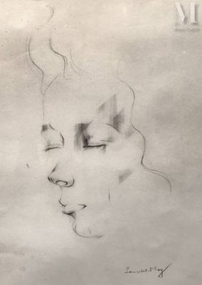 un dessin représentant le visage d'une femme aux yeux fermés