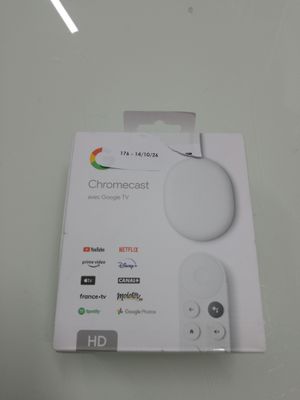 the box is white and has a remote control inside of it