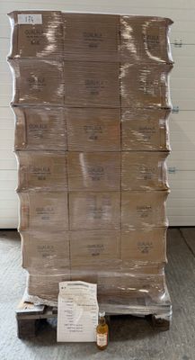 a large stack of boxes sitting on a pallet in a warehouse