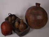 three vases sitting next to each other on a table