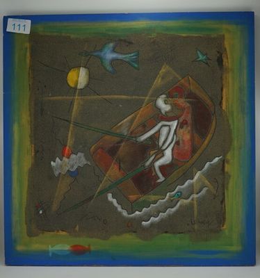 Lesage "La barque" peinture sur panneau, signée en bas à dro…