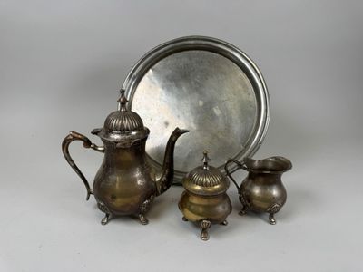 Partie de service à thé et café en métal argenté comprenant … - Photo 1