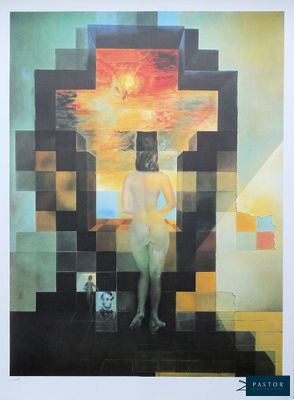 une image représentant un tableau où l'on voit une femme debout devant une croix