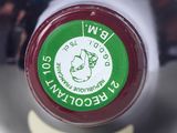 a close up of a wine bottle with a label on it