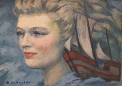 B.SCHNEIDER ( XXeme) Portrait féminin