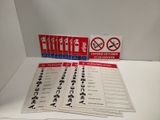 a lot of signs that are on the table