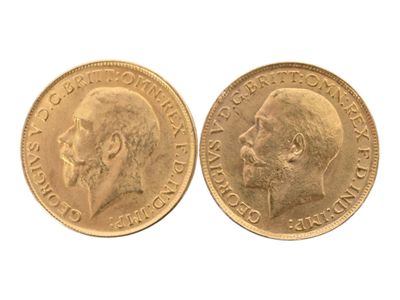 Deux souverains or Georges V de 1922 et 1817. Usures. - Photo 1