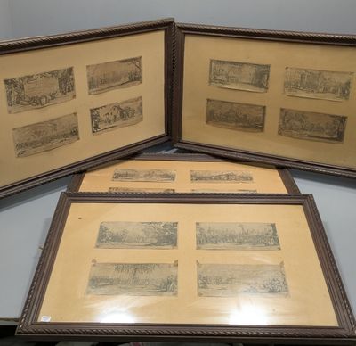 trois photos encadrées, sur des papiers de types différents