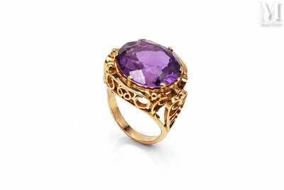 an amethorate and diamond ring, by van cleef