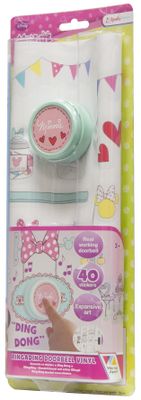 the packaging of a pink and green dispenser with a pink bow on it