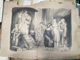 un dessin sur une feuille de papier représentant des personnes