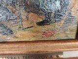 an image of a close up of a painting on a wooden frame
