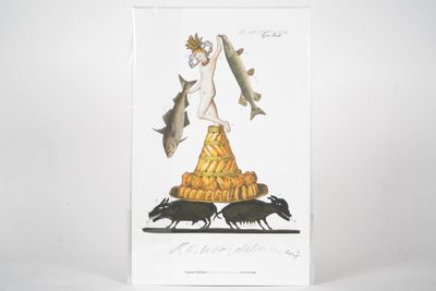 an image of a picture of a cat and a bird on a pile of food