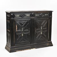 Buffet rectangulaire en bois mouluré et marqueté de bois noi… (photo 6)