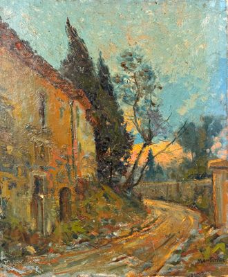 une image représentant un tableau d'une rue dans un village