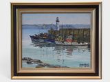 a picture of a painting of a boat in the water