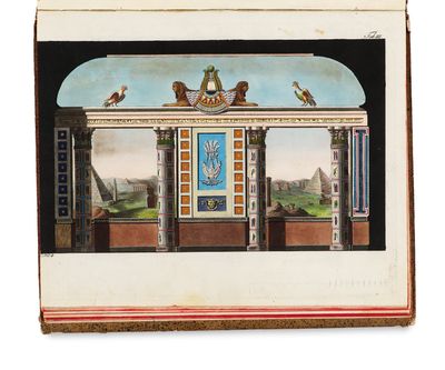 une image représentant un tableau d'un bâtiment surmonté d'oiseaux