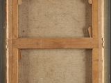 a painting of a wooden frame with a piece of paper in it