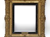 a gold frame with a black border and a white background