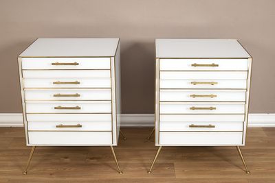 Travail contemporain Suite de commodes Structure en bois, br…