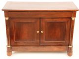 an image of a wooden cabinet with two doors and a drawer