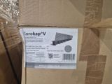 a cardboard box with a label on it sitting on a pallet