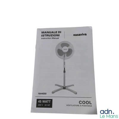 un mode d'emploi pour un ventilateur posé sur un pied