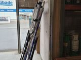 a hand truck with skis on it in front of a building