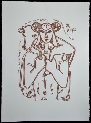 un dessin représentant une femme avec des cornes sur la tête