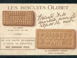 une vieille carte postale sur laquelle figure l'image d'un biscuit